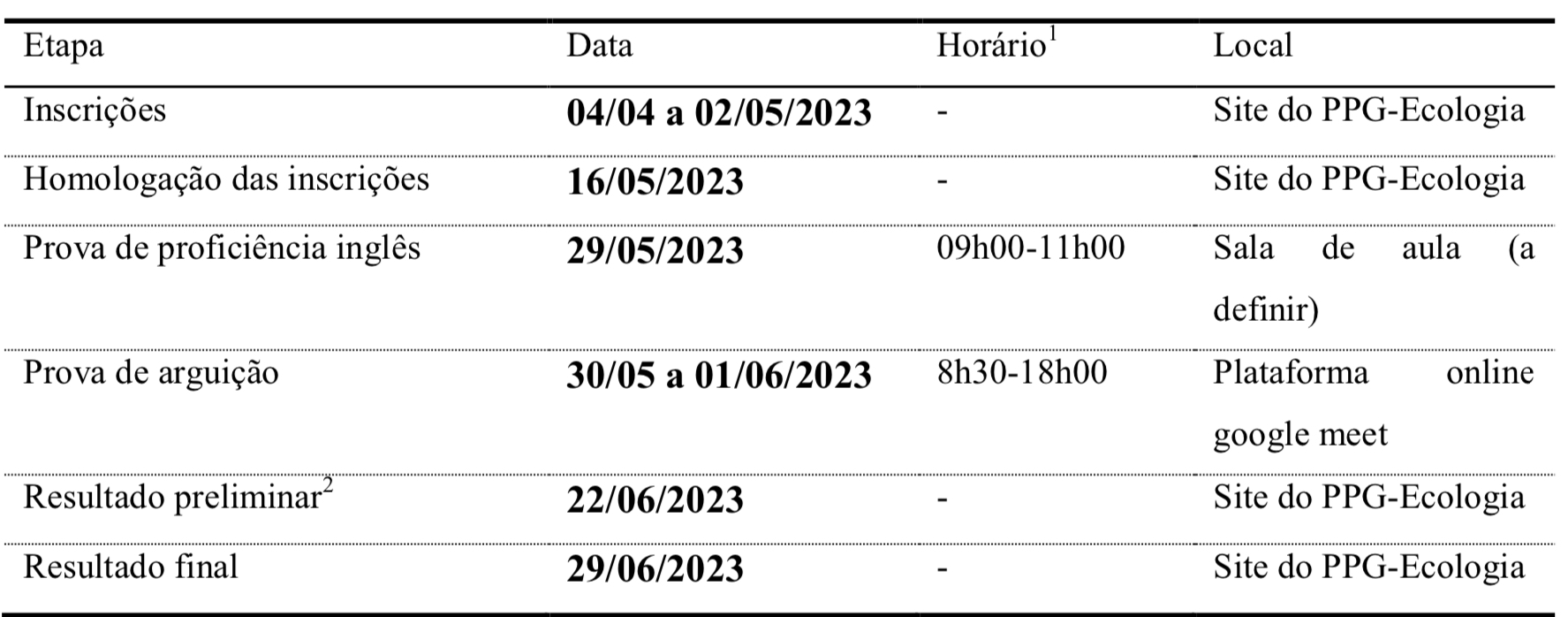 calendário