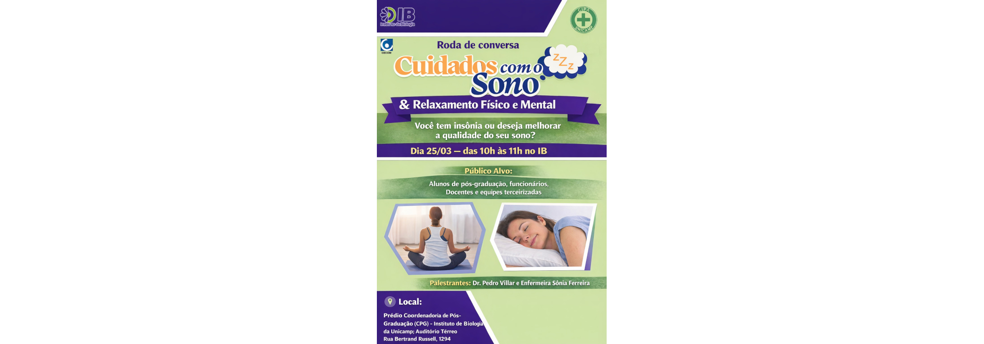 Roda de Conversa sobre os Cuidados com o Sono e a atividade de Relaxamento físico e mental