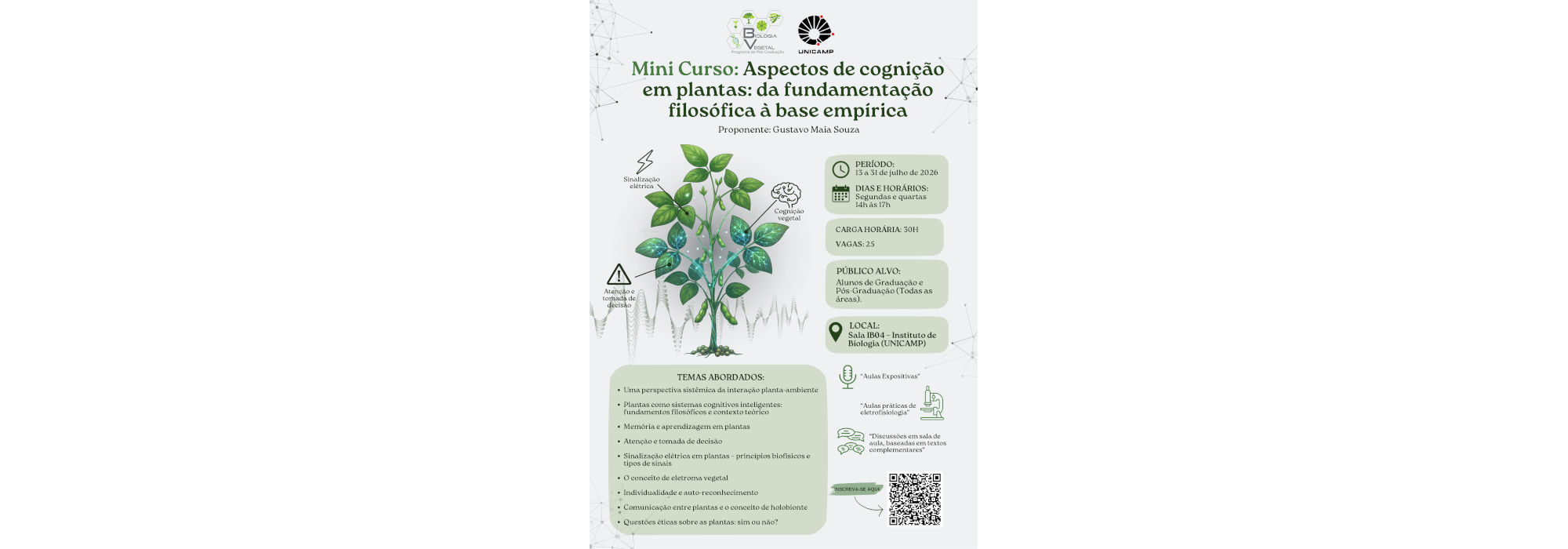 Minicurso “Aspectos de cognição em plantas: da fundamentação filosófica à base empírica”